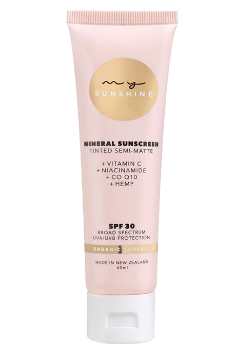Tube of mineral sunscreen with 'My Sunshine' branding on a white background